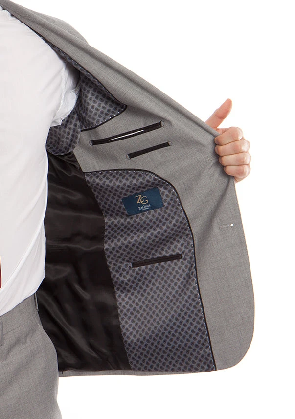 (36R) 100% Wool Suit Modern Fit Italian Style 2 Piece In Gray 5 (36R) 100% Wool Suit Modern Fit Italian Style 2 Piece In Gray - Image 3