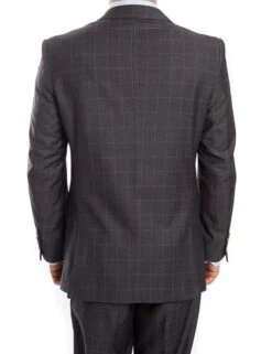 Wool Suit Modern Fit Windowpane 2 Piece In Dark Gray 5 Wool Suit Modern Fit Windowpane 2 Piece In Dark Gray -Suit Gold Style Shop MW247 02 Backs
