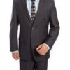 Wool Suit Modern Fit Windowpane 2 Piece In Dark Gray -Suit Gold Style Shop MW247 02s
