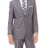 Wool Suit Modern Fit Windowpane 2 Piece In Light Gray -Suit Gold Style Shop MW247 03 LGRAY