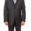 Wool Suit Modern Fit Windowpane 3 Piece In Dark Gray -Suit Gold Style Shop MW258 1s
