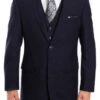 Dotted Wool Suit Modern Fit 3 Piece In Navy -Suit Gold Style Shop NAVY