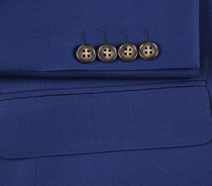 Half Canvas Wool Dress Suit Regular Fit 2 Piece In Blue 8 Half Canvas Wool Dress Suit Regular Fit 2 Piece In Blue - Image 6