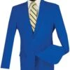 Royal Blue Slim Fit Men's 2 Piece Business Suit 2 Button -Suit Gold Style Shop S 2PP Royal