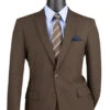 Brown Slim Fit Men's 2 Piece Business Suit 2 Button