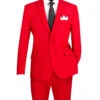 Red Slim Fit Men's 2 Piece Business Suit 2 Button 2 Red Slim Fit Men's 2 Piece Business Suit 2 Button -Suit Gold Style Shop S 2PP RED JPG