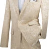 Beige Tone On Tone Paisley Pattern Slim Fit Men's 2 Piece Suit 2 Button -Suit Gold Style Shop S2F 1 BEIGE