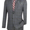 Slim Fit 2 Piece Suit Charcoal Glen Plaid Pattern Matching Pants -Suit Gold Style Shop S2RW 1 CHARCOAL