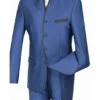 Oriental Collection - Banded Collar Slim Fit Suit Shiny Sharkskin 2 Piece Blue -Suit Gold Style Shop S4HT 1 BLUE 460x800 95ad2f87 0e77 4369 9193 38cd3b586346