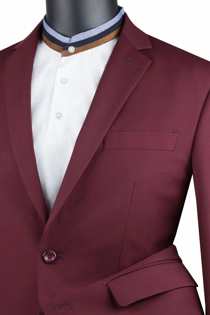 Slim Fit Men's Suit 2 Piece 2 Button In Burgundy 4 Slim Fit Men's Suit 2 Piece 2 Button In Burgundy - Image 2