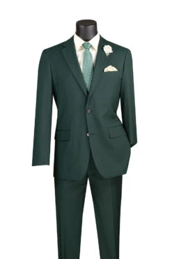 Slim Fit Men's Suit 2 Piece 2 Button In Hunter Green