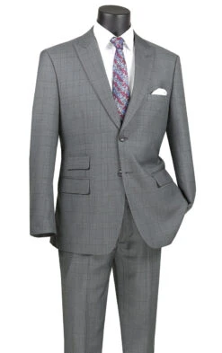Front Page 40 Catania Collection - Modern Fit Windowpane Suit 2 Piece In Gray