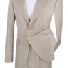 Slim Fit 2 Piece Suit Beige Glen Plaid Pattern Matching Pants -Suit Gold Style Shop SO1S2RW 1 BG