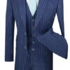 Odyssey Collection - Blue Regular Fit 3 Piece Suit 2 Button Gangster Stripe -Suit Gold Style Shop SO1V2RS 9 BLUE