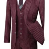 Odyssey Collection - Burgundy Regular Fit 3 Piece Suit 2 Button Gangster Stripe -Suit Gold Style Shop SO1V2RS 9 BUR