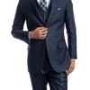 Navy Blue 3 Piece Modern Fit Suit 2 Button V-Neck Vest -Suit Gold Style Shop SO4M158 13 NavyBlue 800x987 1