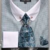 Men's Regular Fit French Cuff Shirt Set In Turquoise -Suit Gold Style Shop SO5DN75M turq