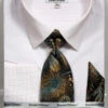 French Cuff Dress Shirt Regular Fit In White/Beige With Tie, Cuff Links And Pocket Square -Suit Gold Style Shop SO5DS3792P2 BEIGE