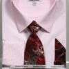 French Cuff Dress Shirt Regular Fit In White/Red With Tie, Cuff Links And Pocket Square -Suit Gold Style Shop SO5DS3792P2 RED