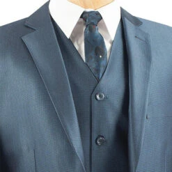 Slim Fit Men's Suit With Vest 3 Piece 2 Buttons In Blue 6 Slim Fit Men's Suit With Vest 3 Piece 2 Buttons In Blue -Suit Gold Style Shop SV2R 2 BLUE 15 3