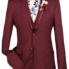 Leonardo Collection - Slim Fit Tuxedo 2 Buttons 3 Piece Burgundy Suit