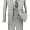 Slim Fit Suit 3 Piece With Double Breasted Vest Glen Plaid In Ice -Suit Gold Style Shop SV2W 5 ICE S