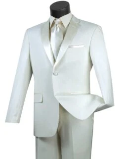 Excalibur Collection - Slim Fit Tuxedo 2 Piece 2 Buttons Design In Ivory