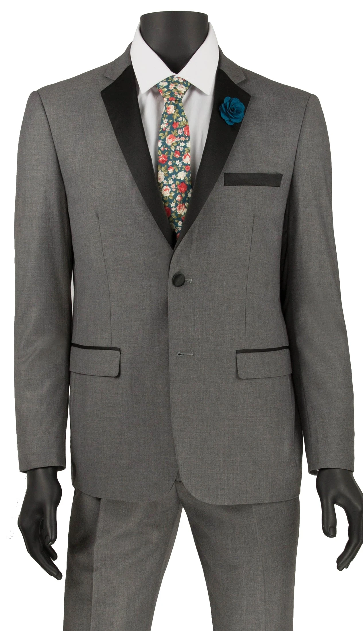 Gray Ultra Slim Fit Tuxedo 2 Buttons 2 Piece 4 Gray Ultra Slim Fit Tuxedo 2 Buttons 2 Piece - Image 2