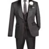 Slim Fit Tuxedo 3 Piece With Jacquard Pattern In Black -Suit Gold Style Shop TVSJ 1 BLACK JPG