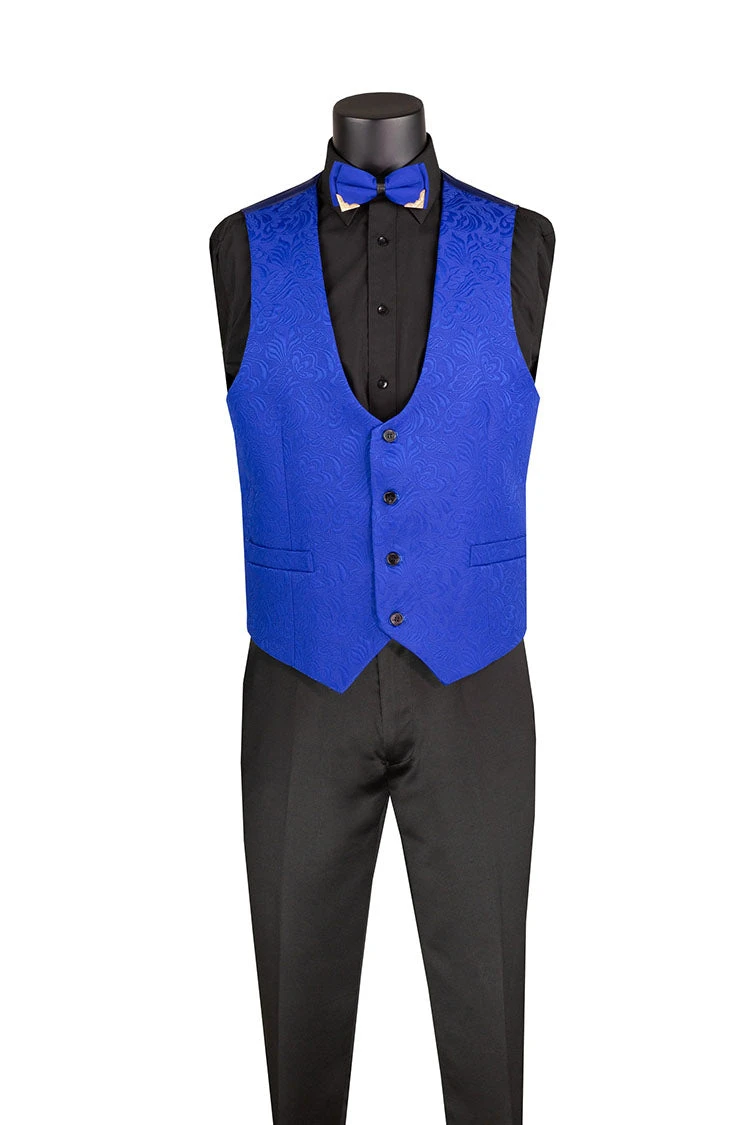 Slim Fit Tuxedo 3 Piece With Jacquard Pattern In Royal 4 Slim Fit Tuxedo 3 Piece With Jacquard Pattern In Royal - Image 2
