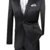 Ultra Slim Fit Shiny Sharkskin 2 Button 2 Piece Suit In Black -Suit Gold Style Shop UST 1 Black