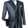 Nautilus Collection - Shiny Regular Fit Men's Suit 3 Piece 2 Button In Midnight Blue -Suit Gold Style Shop V2RR 1 MidnightBlue