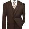 Sovana Collection - Regular Fit 3 Piece Suit 2 Button Tone On Tone Stripe In Brown -Suit Gold Style Shop V2RS 7 BROWN a2be52b0 ceb7 4685 b931 26192fbf59f1