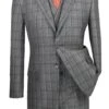 Atrani Collection - Regular Fit Windowpane Suit 3 Piece In Gray 1 Atrani Collection - Regular Fit Windowpane Suit 3 Piece In Gray -Suit Gold Style Shop V2RW 12 GR