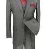 Sovana Collection - Regular Fit 3 Piece Suit 2 Button Tone On Tone Stripe In Gray -Suit Gold Style Shop Vinci Mens Suit V2RS 7 grey