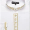 Men's Banded Collar Embroidered Shirt In White/Gold 1 Men's Banded Collar Embroidered Shirt In White/Gold -Suit Gold Style Shop WHITEGOLD
