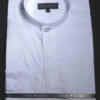 Men's Banded Collar Embroidered Shirt In White/White