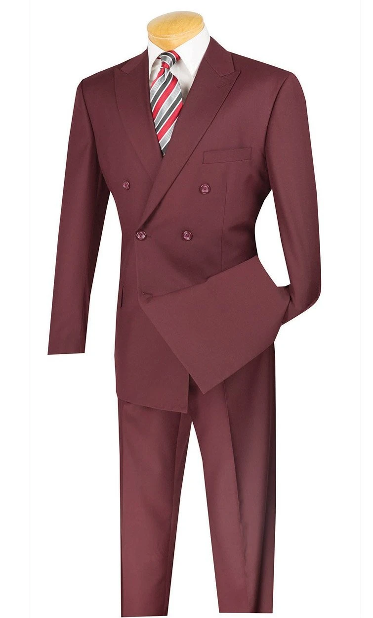 Ramses Collection - Double Breasted Suit 2 Piece Regular Fit In Burgundy 3 Ramses Collection - Double Breasted Suit 2 Piece Regular Fit In Burgundy