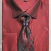 French Cuff Regular Fit Shirt In Burgundy With Tie, Cuff Links, And Handkerchief 1 French Cuff Regular Fit Shirt In Burgundy With Tie, Cuff Links, And Handkerchief -Suit Gold Style Shop dn82m burgundy