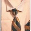 French Cuff Regular Fit Shirt In Tan With Tie, Cuff Links And Handkerchief -Suit Gold Style Shop dn82m tan
