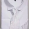 French Cuff Regular Fit Shirt In White With Tie, Cuff Links And Handkerchief -Suit Gold Style Shop dn82m white