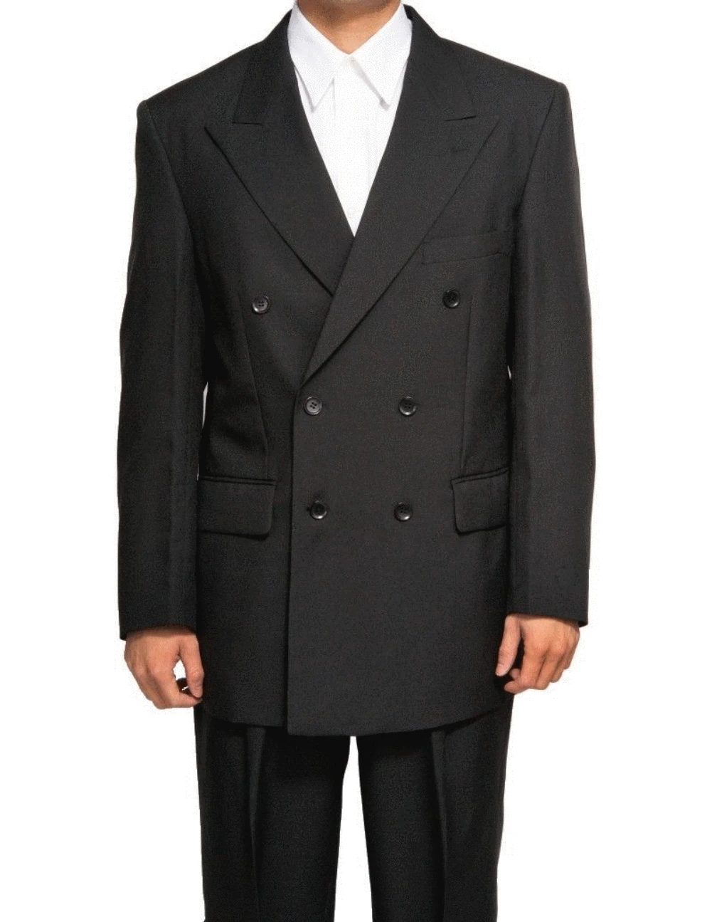 Atlantis Collection - Black Regular Fit Double Breasted 2 Piece Suit 3 Atlantis Collection - Black Regular Fit Double Breasted 2 Piece Suit