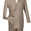 Alexander Collection - Tan Double Breasted 2 Piece Suit Regular Fit Glen Plaid -Suit Gold Style Shop drw 1 tan 1 1024xs