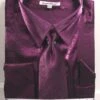 Purple Metallic Velvet Dress Shirt Set French Cuff 1 Purple Metallic Velvet Dress Shirt Set French Cuff -Suit Gold Style Shop ds3808p2 purple