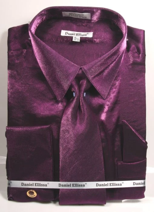 Purple Metallic Velvet Dress Shirt Set French Cuff 3 Purple Metallic Velvet Dress Shirt Set French Cuff