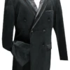 Caesar Collection - Velvet Black Double Breasted Suit Regular Fit 2 Piece -Suit Gold Style Shop f2dg 1 black