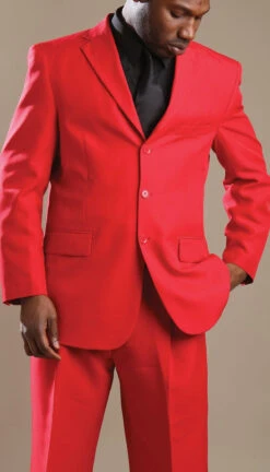 Front Page 22 Mont Blanc Collection - Regular Fit Suit 3 Button 2 Piece In Red