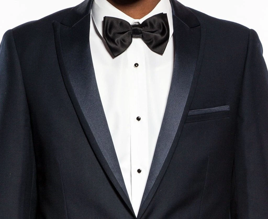 Navy Slim Fit 2 Piece Tuxedo With Satin Peak Lapel 4 Navy Slim Fit 2 Piece Tuxedo With Satin Peak Lapel - Image 2
