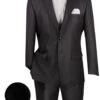 Birdseye Pattern Modern Fit 3 Piece Black Suit With Black Trim