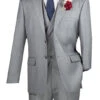 Light Gray Modern Fit 3 Piece Suit With Vest And Elastic Waist Band Pants -Suit Gold Style Shop mv2tr LGray